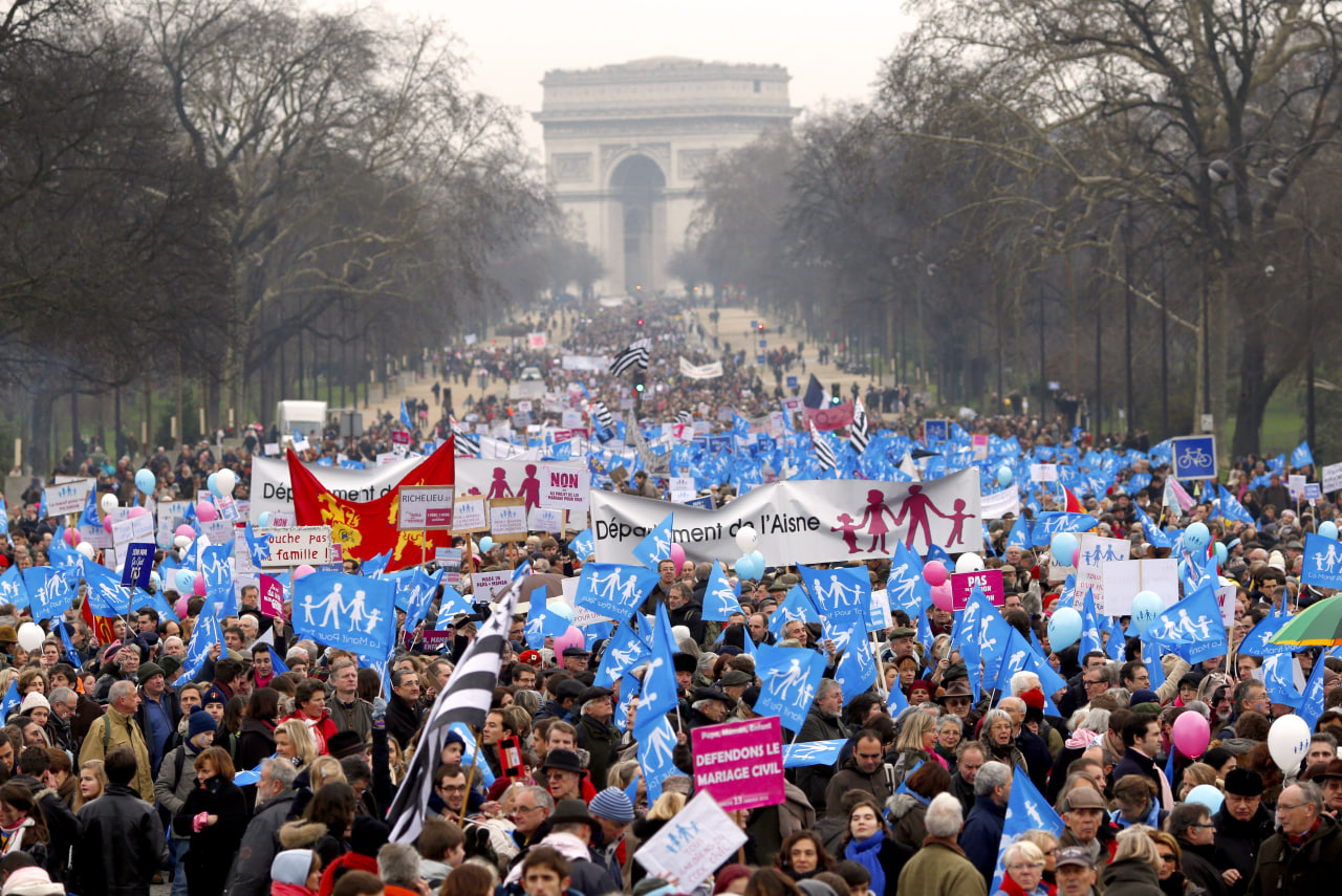 Anti-gay-marriage protest march in Paris, 2013